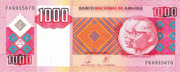 Купюра номиналом 1000 ангольских кванз, лицевая сторона